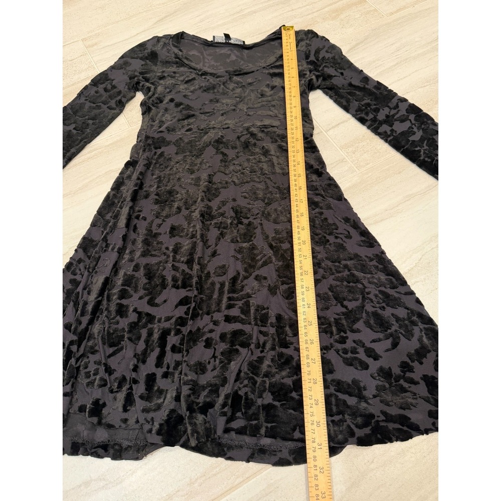 VTG 90s Betsey Johnson Sz 8 Black Floral Gothic Burnout Velvet Skater Dress USA - Picture 7 of 7